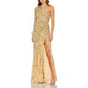 Mac Duggal Embellished One Sleeve Faux Wrap Gown