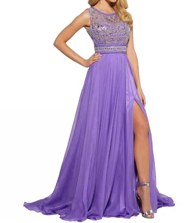 Mac Duggal Embellished Open Back Gown In Lilac In Blue