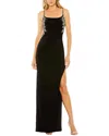 Mac Duggal Embellished Ruched Open Back Column Gown