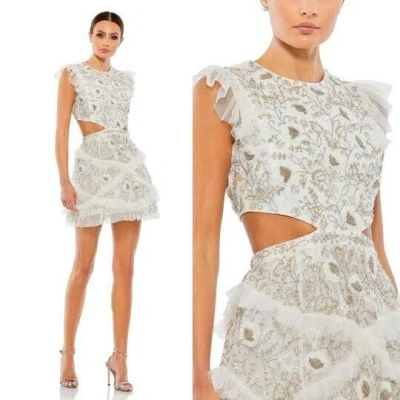 Pre-owned Mac Duggal |  Embellished Ruffle Mini Dress In White