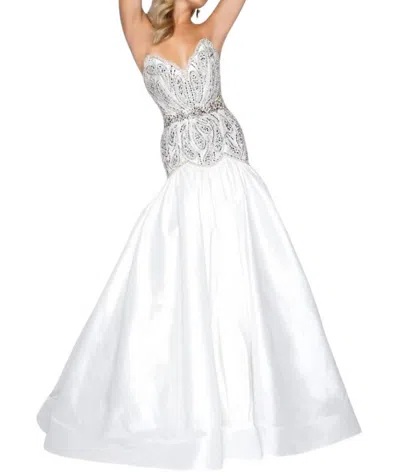 Mac Duggal Embellished Satin Prom Dress In Pearl Pastel In Multi