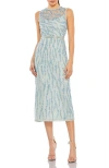 Mac Duggal Embellished Sleeveless Midi Sheath Cocktail Dress In Ice Blue