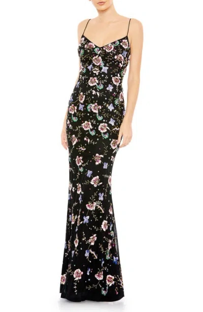 MAC DUGGAL MAC DUGGAL EMBELLISHED SPAGHETTI STRAP LACE UP GOWN