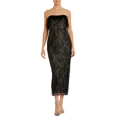 Mac Duggal Embellished Strapless Column Dress In Black Nude