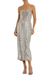 Mac Duggal Embellished Strapless Column Dress In Nude