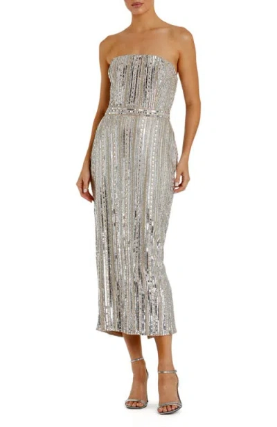 Mac Duggal Embellished Strapless Column Dress In Nude