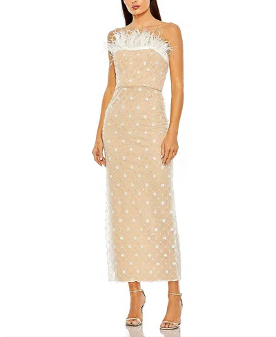 Mac Duggal Embellished Strapless Column Dress In White