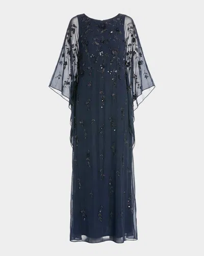 Mac Duggal Embellished Trapeze Dress In Blue