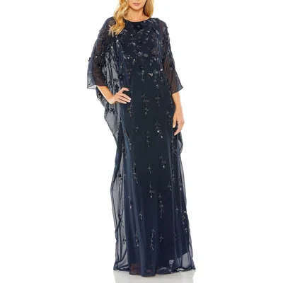 Mac Duggal Embellished Trapeze Evening Gown In Blue