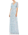 Mac Duggal Embellished Empire Ruffle Hem A-line Gown In Powder Blue