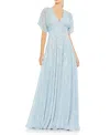 Mac Duggal Women's Beaded & Sequined V-neck Gown In Powder Blue