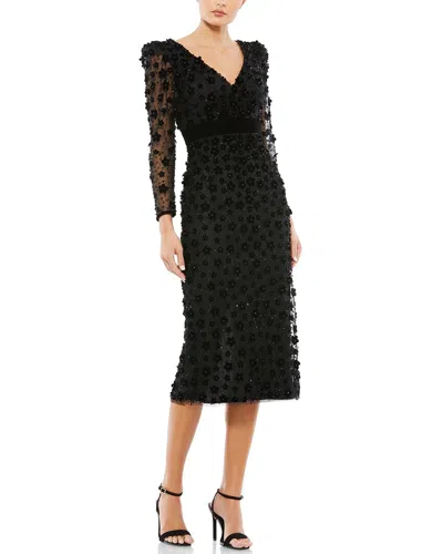 MAC DUGGAL MAC DUGGAL EMBELLISHED V-NECK ILLUSION COLUMN MIDI DRESS
