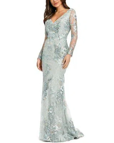 Pre-owned Mac Duggal Embellished V Neck Illusion Gown Women's In Multicolor