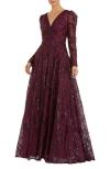Mac Duggal Womens Lace Embellished Evening Dress In Plum