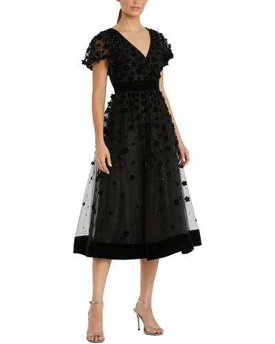 Mac Duggal Embellished Velvet Midi Dress In Black