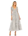 Mac Duggal Embellished Faux Wrap A-line Cocktail Dress In Silver