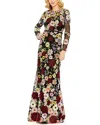 Mac Duggal Floral Trumpet Gown In Multi
