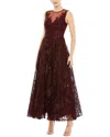 Mac Duggal Womens Embellished Mesh Evening Dress