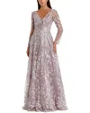 Mac Duggal Embroidered Lace Wrap Over Illusion Gown In White