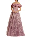 Mac Duggal Embroidered Off The Shoulder Floral A Line Gown In Pink