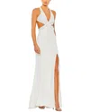 Mac Duggal Floral Sequined Criss Cross Bodice Gown