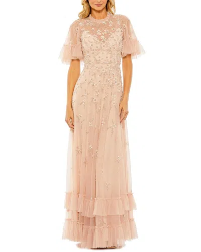 MAC DUGGAL MAC DUGGAL EVENING RUFFLED FLORAL EMBELLISHED FLUTED DRESS