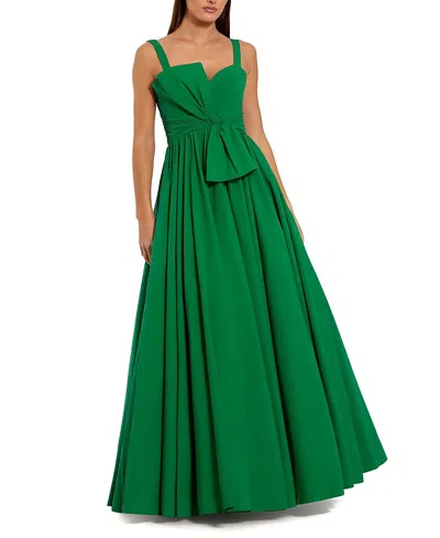 Mac Duggal Faille Sleeveless Ballgown With Twist Bow Detail In Green