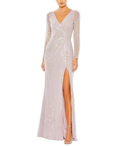 Mac Duggal Faux Wrap Gown In Purple