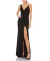 Mac Duggal Faux Wrap Rhinestone Strap Gown In Black