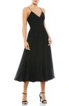 Mac Duggal Ieena Pleated Midi Dress In Black