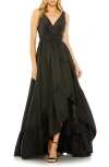 Mac Duggal Faux Wrap Tier Gown In Black