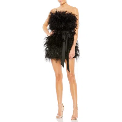 MAC DUGGAL MAC DUGGAL FEATHER STRAPLESS MINI DRESS