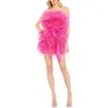 Mac Duggal Strapless Faux Feather Minidress In Pink