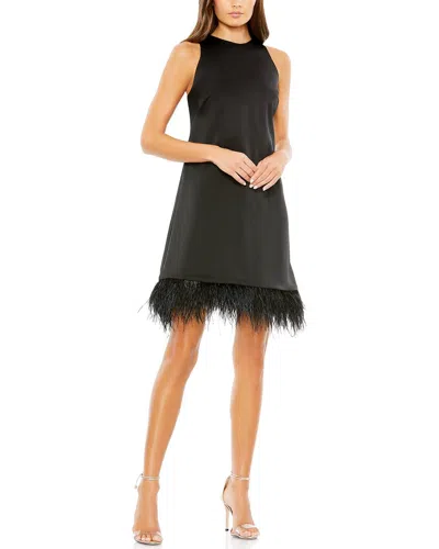 Mac Duggal Feathered Cocktail Dress In Black