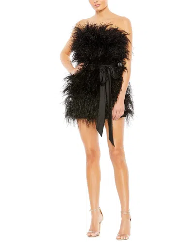 Mac Duggal Feathered Cocktail Dress In Black