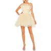 Mac Duggal Feathered Strapless Tulle Fit And Flare Dress In Ivory