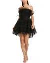 Mac Duggal Feathered Tulle Fit & Flare Mini Dress
