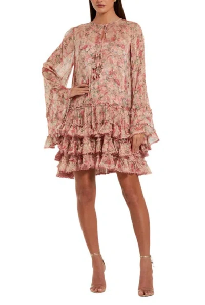 Mac Duggal Flare Long Sleeve Ruffle Viscose Mini Dress