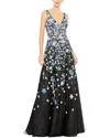 Mac Duggal Floral Applique A-line Evening Gown