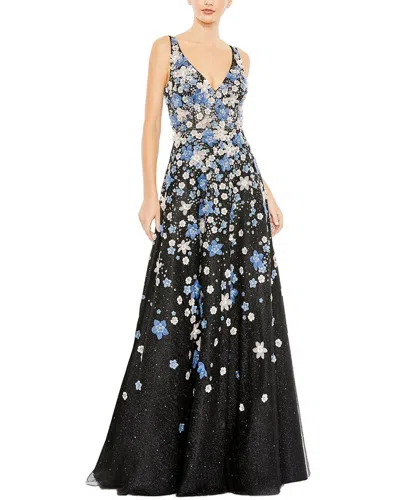 Mac Duggal Floral Applique A-line Evening Gown