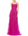 Mac Duggal Floral Applique Cami A Line Gown In Pink