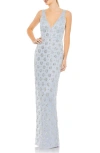 Mac Duggal A93744 Long Fitted Formal Beaded Dress In Powder Blue