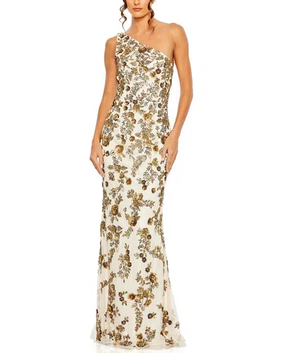 MAC DUGGAL MAC DUGGAL FLORAL BEADED ONE-SHOULDER GOWN