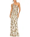Mac Duggal Womens Embellished One Shoulder Evening Dress In Gold