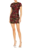 Mac Duggal 11613 Short Cap Sleeve Floral Brocade Fitted Mini Dress In Multi