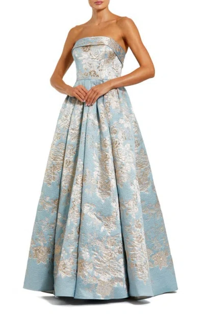 MAC DUGGAL MAC DUGGAL FLORAL BROCADE STRAPLESS A LINE BALLGOWN