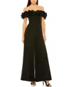 Mac Duggal Floral Bustier Off The Shoulder Wide Leg Jumpsuit In Black