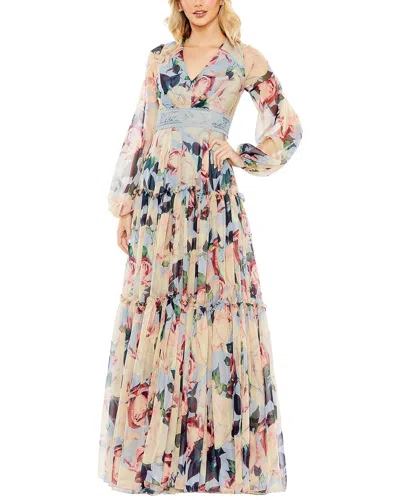 Mac Duggal Floral Dress In White