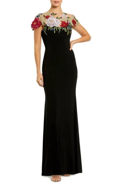 MAC DUGGAL MAC DUGGAL FLORAL EMBELLISHED JERSEY FITTED GOWN