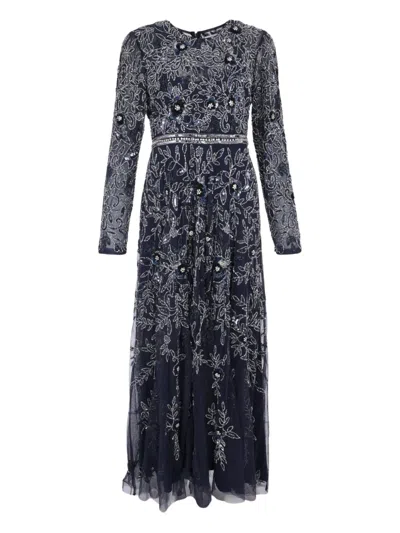 Mac Duggal Floral-embellished Maxi Dress In Blue